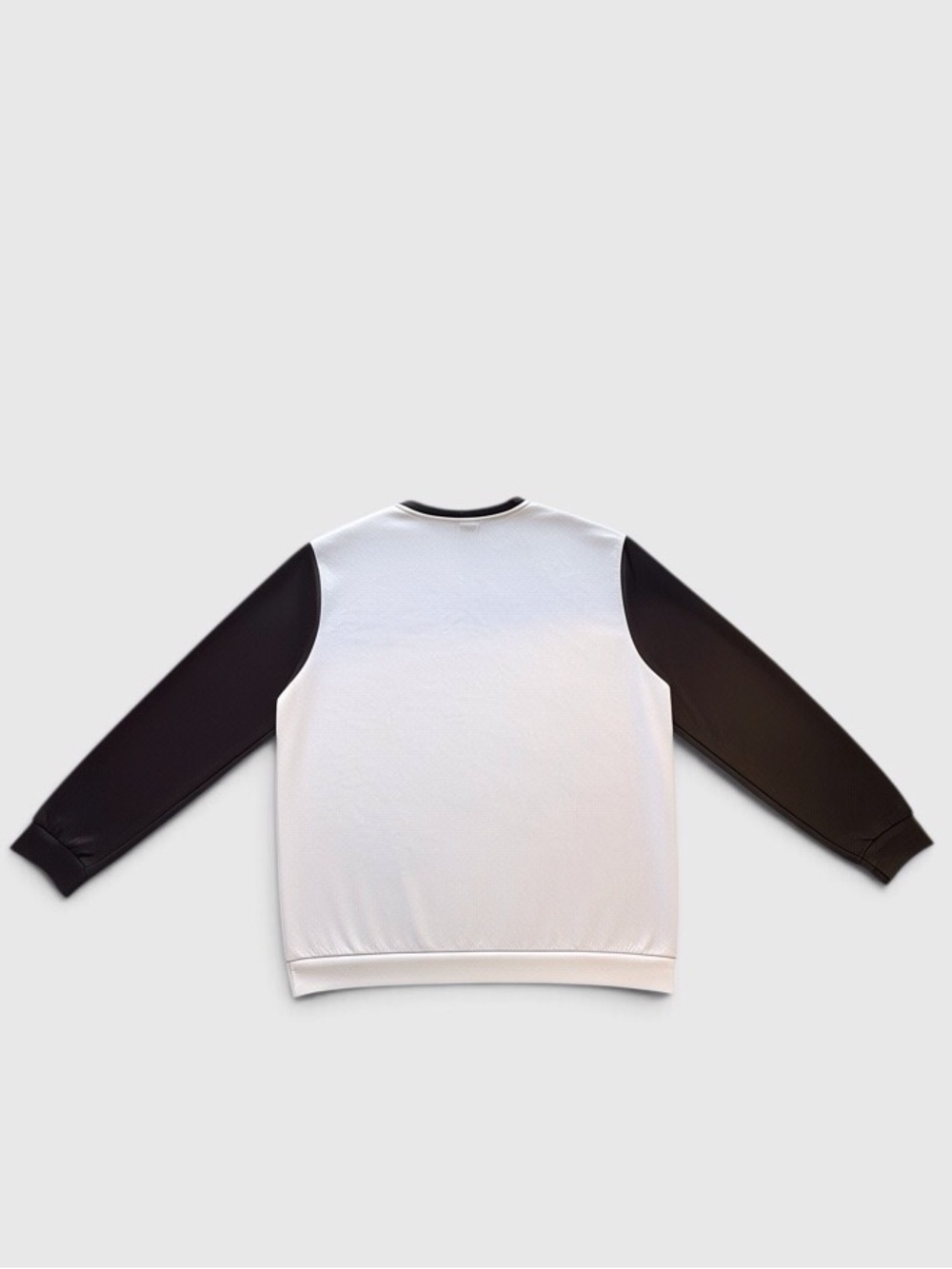 Men's Two-Tone Crewneck Sweatshirt  Cuff Sleeves White/Black Size-XL NIB - Picture 5 of 7